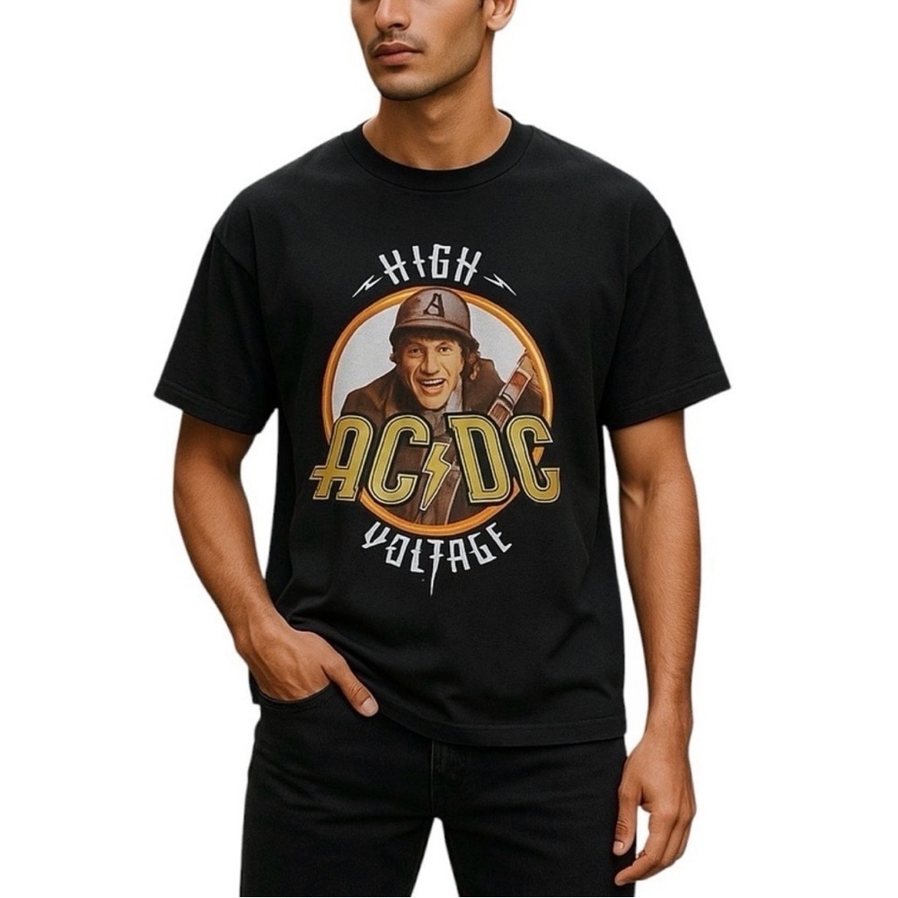 AC/DC High Voltage Band T-Shirt L Black 100% Cotton Unisex
